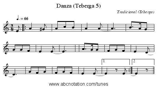 Danza (Teberga 5) - staff notation