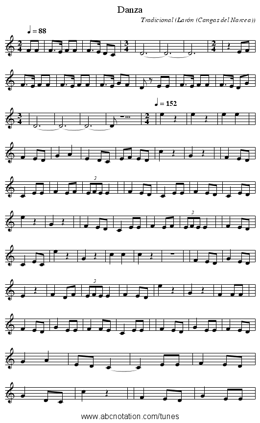 Danza - staff notation