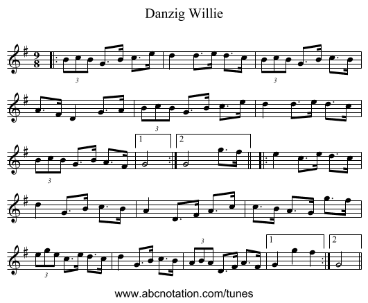 Danzig Willie - staff notation