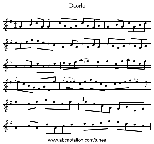 Daorla - staff notation