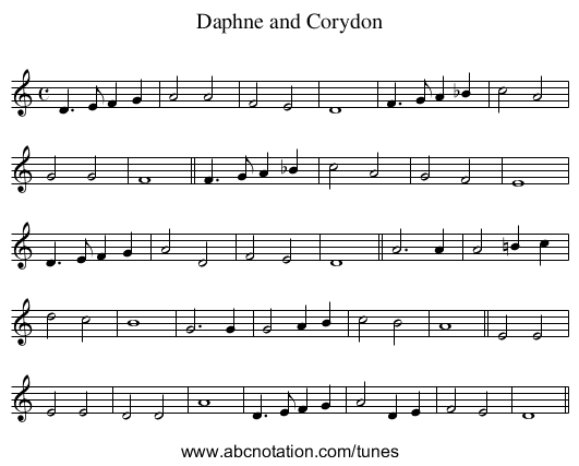 Daphne and Corydon - staff notation