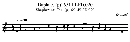 Daphne. (p)1651.PLFD.020 - staff notation