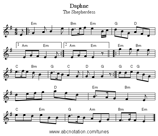Daphne - staff notation