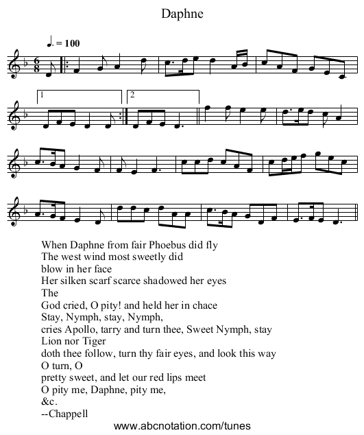Daphne - staff notation