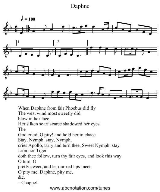 Daphne - staff notation