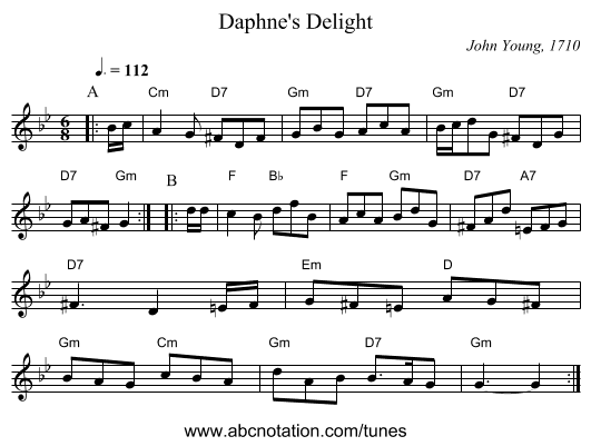 Daphne's Delight - staff notation