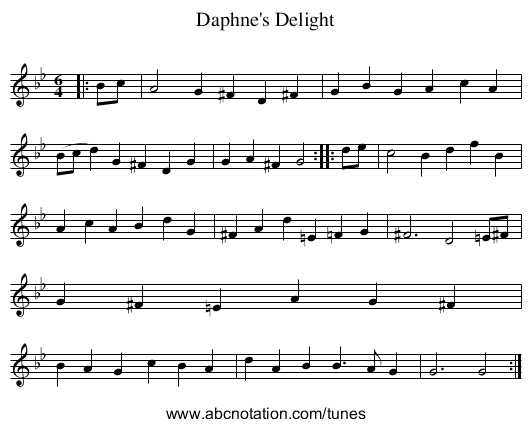 Daphne's Delight - staff notation