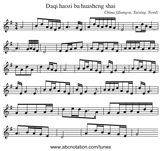 Daqi haozi ba huasheng shai - staff notation