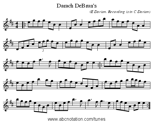 Darach DeBrun's - staff notation