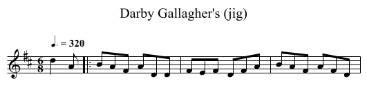 Darby Gallagher's (jig) - staff notation