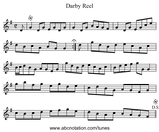 Darby Reel - staff notation