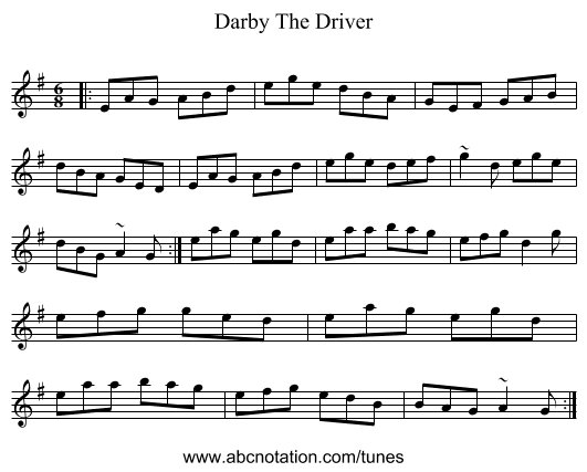 Darby The Driver - staff notation