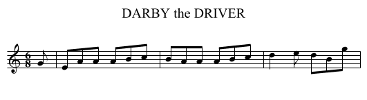 DARBY the DRIVER - staff notation