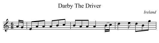 Darby The Driver - staff notation