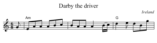 Darby the driver - staff notation