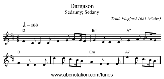 Dargason - staff notation