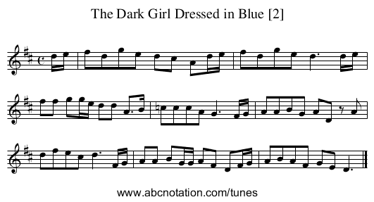Dark Girl Dressed in Blue [2], The - staff notation