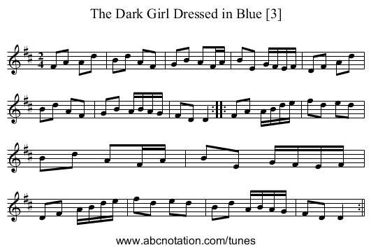 Dark Girl Dressed in Blue [3], The - staff notation