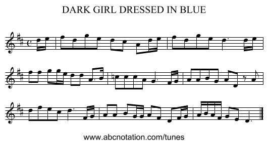 DARK GIRL DRESSED IN BLUE - staff notation
