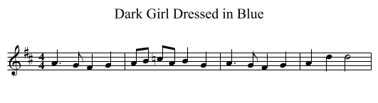 Dark Girl Dressed in Blue - staff notation