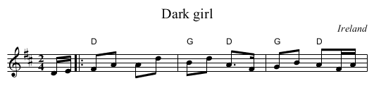 Dark girl - staff notation