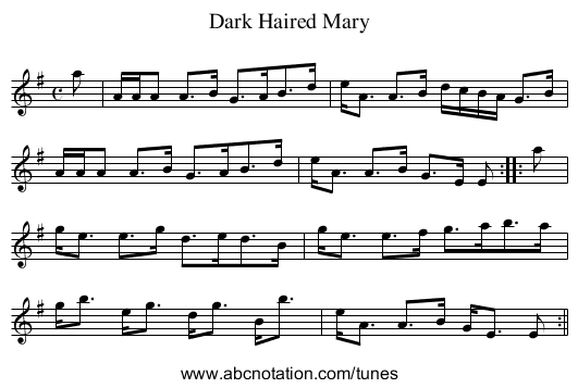 Dark Haired Mary - staff notation