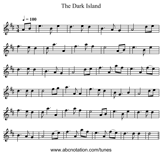 Dark Island, The - staff notation
