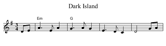 Dark Island - staff notation