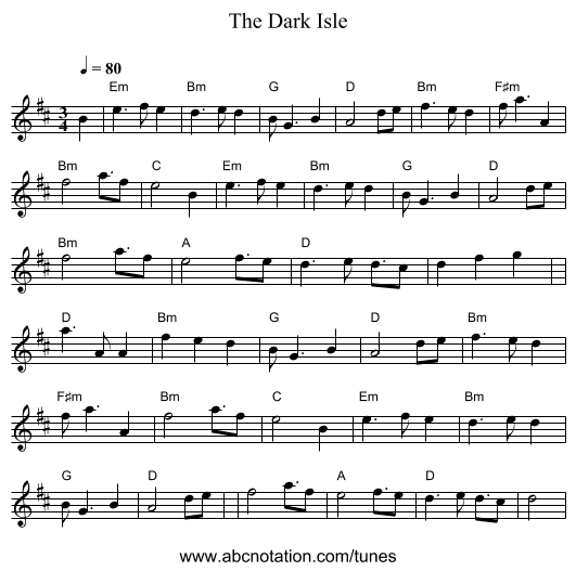 Dark Isle, The - staff notation