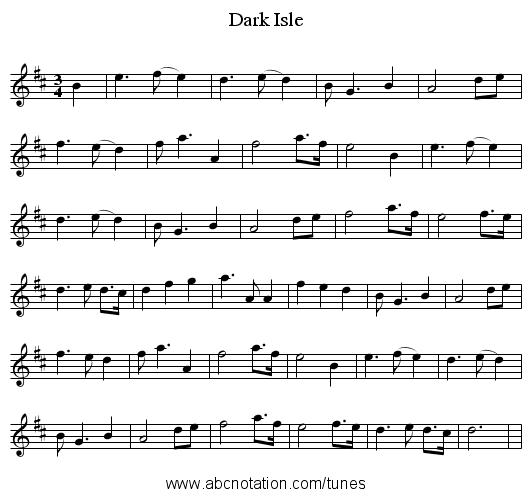 Dark Isle - staff notation