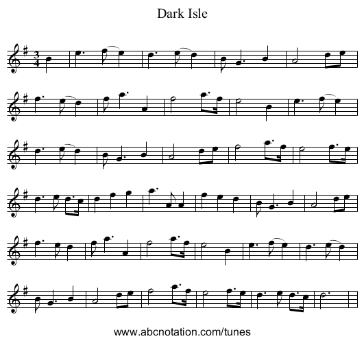 Dark Isle - staff notation