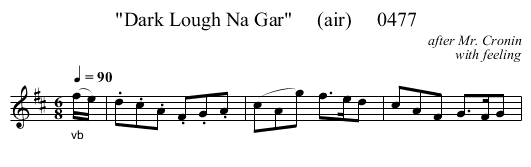 Dark Lough Na Gar     (air)     0477 - staff notation