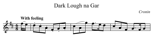 Dark Lough na Gar - staff notation