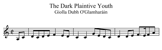 Dark Plaintive Youth, The - staff notation