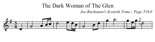 Dark Woman of The Glen, The - staff notation