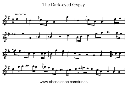 Dark-eyed Gypsy, The - staff notation