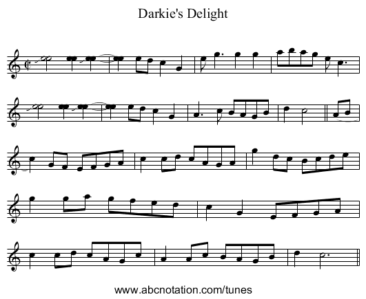 Darkie's Delight - staff notation