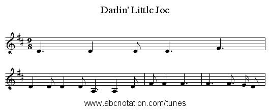 Darlin' Little Joe - staff notation