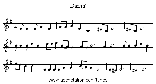Darlin' - staff notation