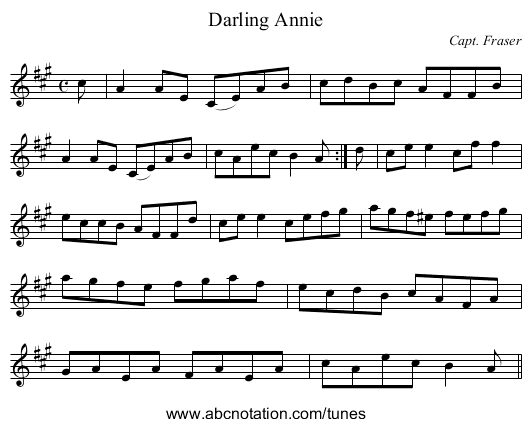 Darling Annie - staff notation