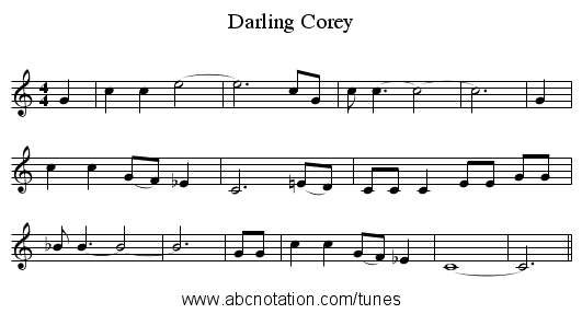 Darling Corey - staff notation