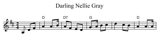 Darling Nellie Gray - staff notation