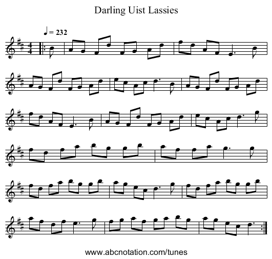 Darling Uist Lassies - staff notation