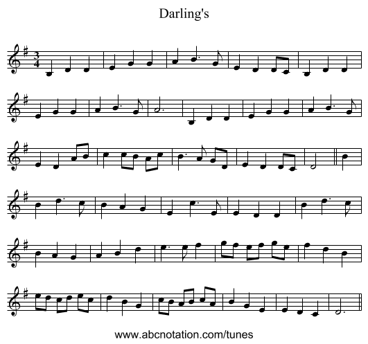 Darling's - staff notation