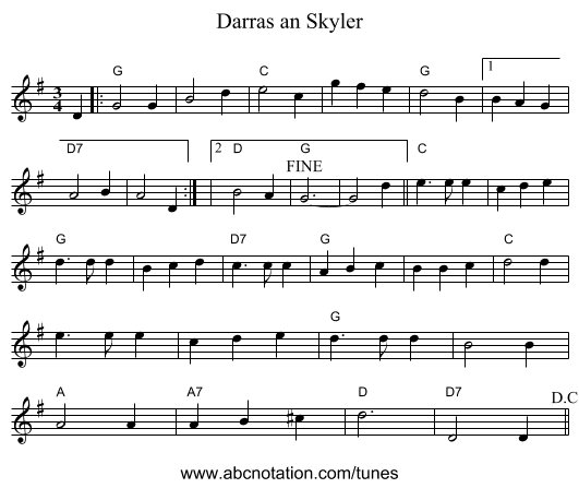 Darras an Skyler - staff notation