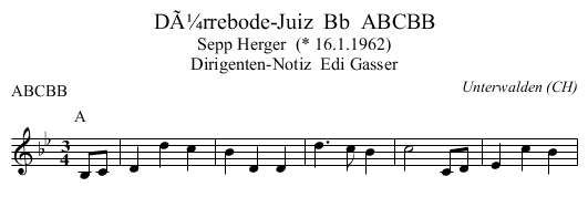 DÃ¼rrebode-Juiz  Bb  ABCBB - staff notation