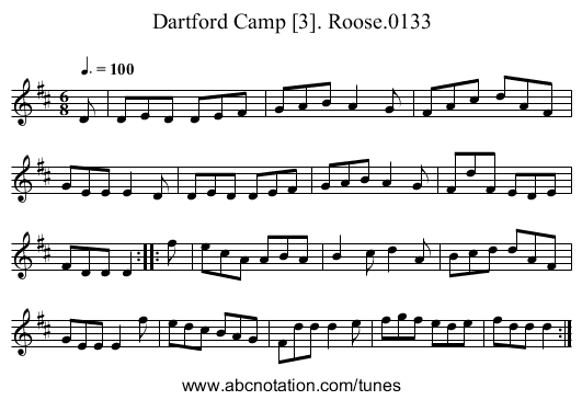 Dartford Camp [3]. Roose.0133 - staff notation