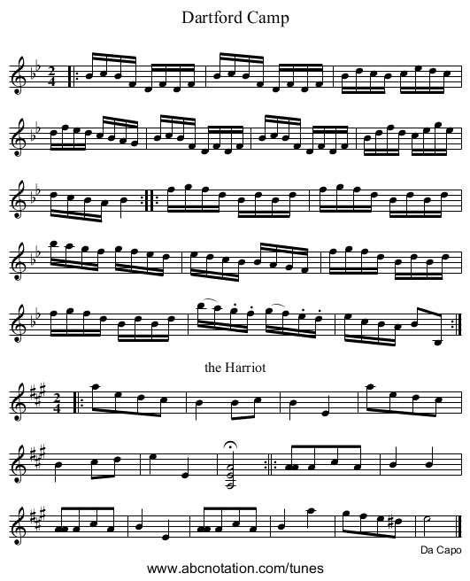 Dartford Camp - staff notation