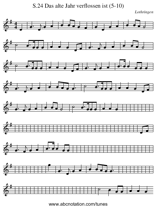 Das alte Jahr verflossen ist (5-10), S.24 - staff notation