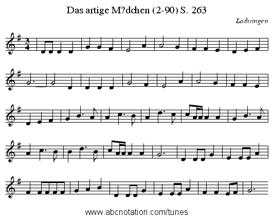 Das artige M?dchen (2-90) S. 263 - staff notation
